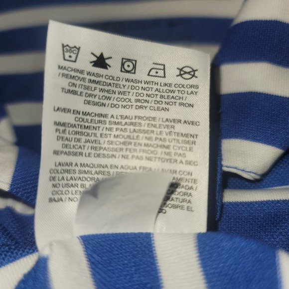 NIKE Dri-Fit Men’s XL Standard Fit Blue White Striped Golf Polo Shirt - Picture 5 of 6